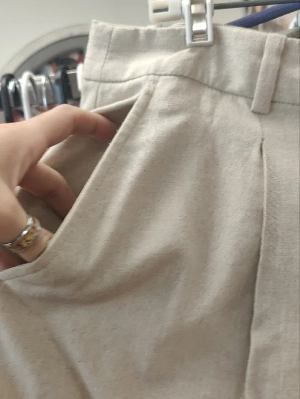 Linen-Blend High-Rise Cream Women’s Shorts